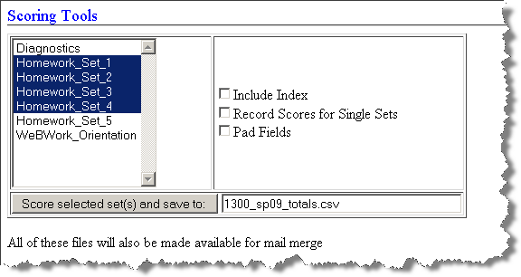 Select Sets to Score